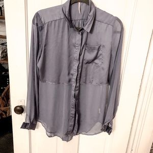 LAVENDER FREE PEOPLE SILK BLOUSE